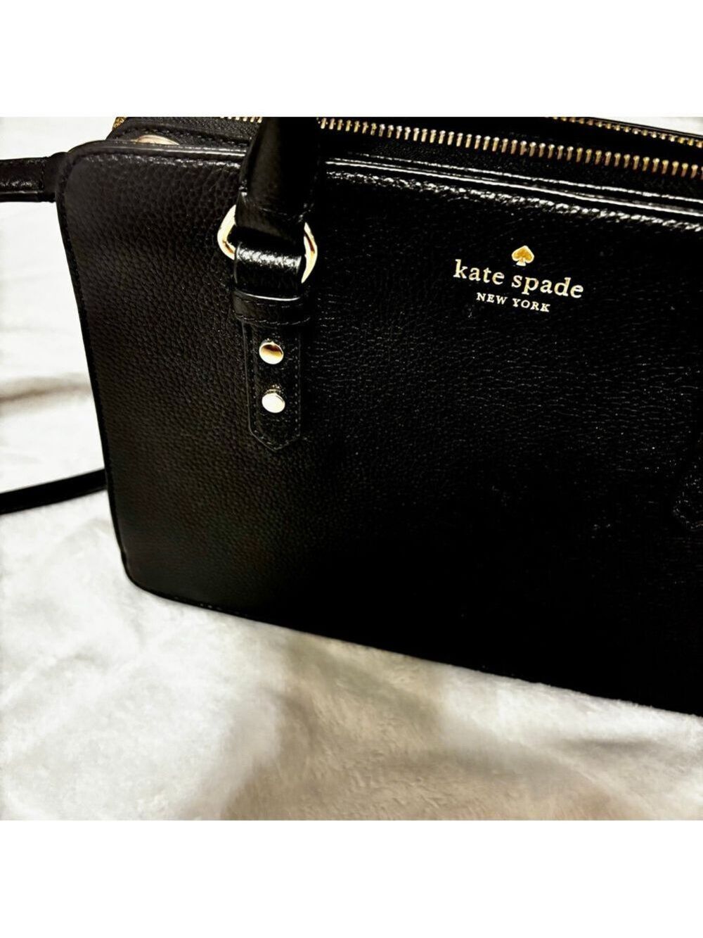 Kate Spade New York Mulberry Street Lise Black Leather Satchel Crossbody - Picture 6 of 15